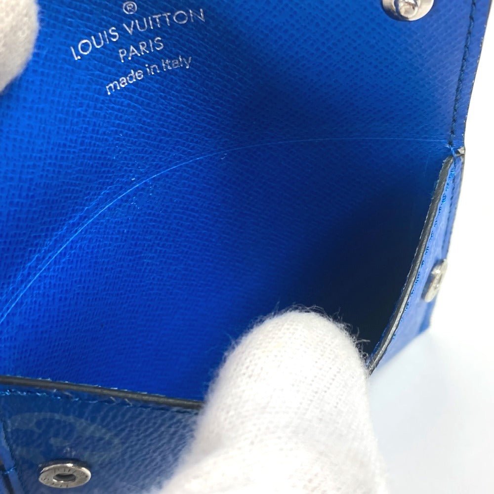 LOUIS VUITTON Coin case M83154 Monogram canvas, Taiga leather blue Taigalama Porto Carte On Strap