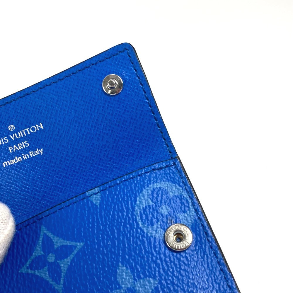 LOUIS VUITTON Coin case M83154 Monogram canvas, Taiga leather blue Taigalama Porto Carte On Strap