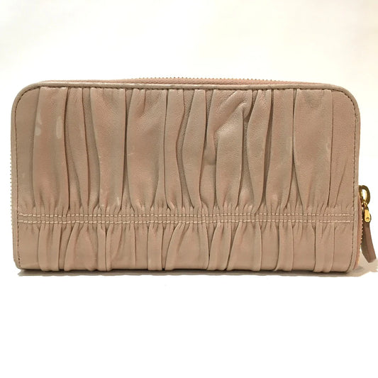 PRADA Ruched Long Wallet Beige