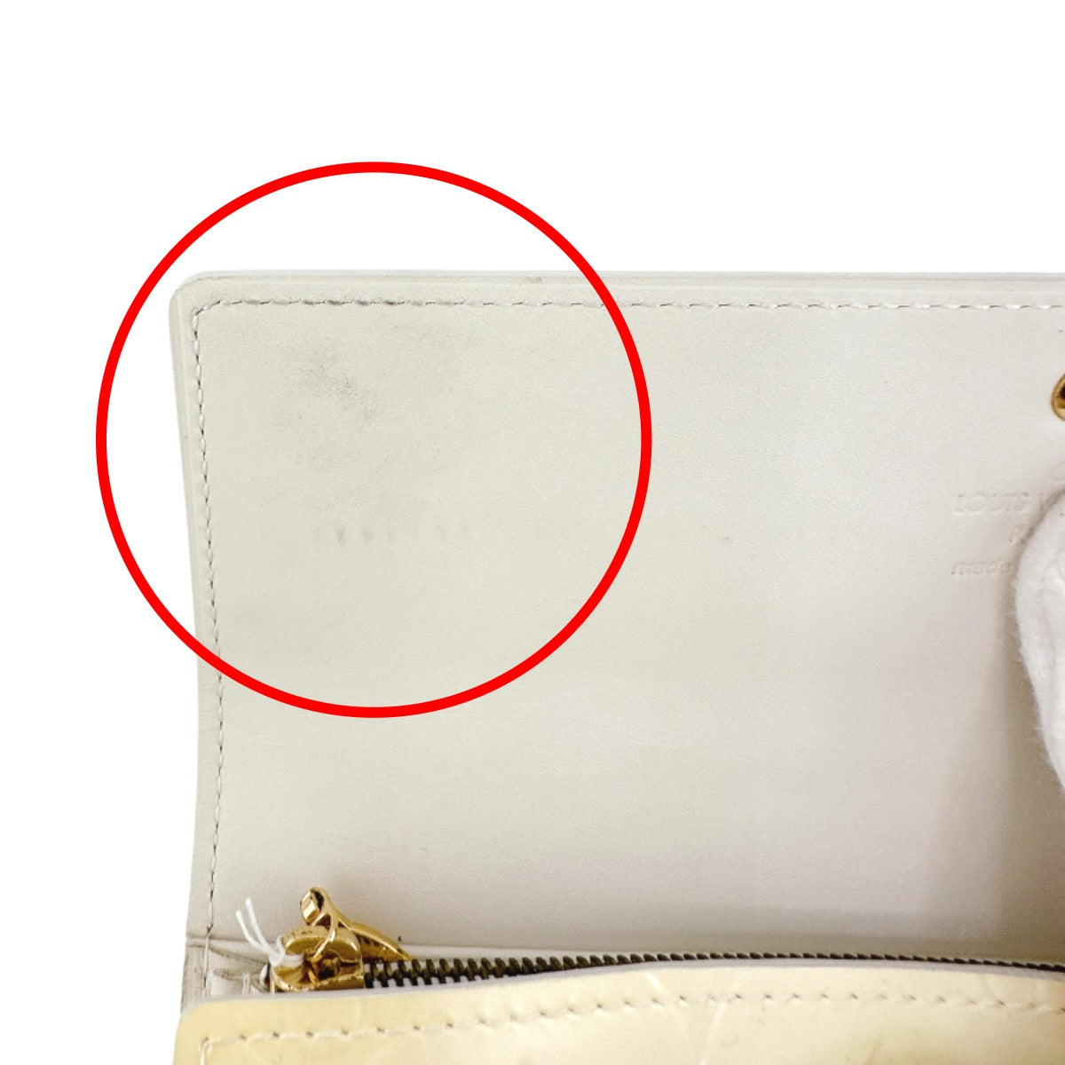 LOUIS VUITTON Long Wallet Purse M91382 Monogram Vernis Cream white Zippered wallet Vernis Pochette Portomonnaie Credit Perle Women Used Authentic