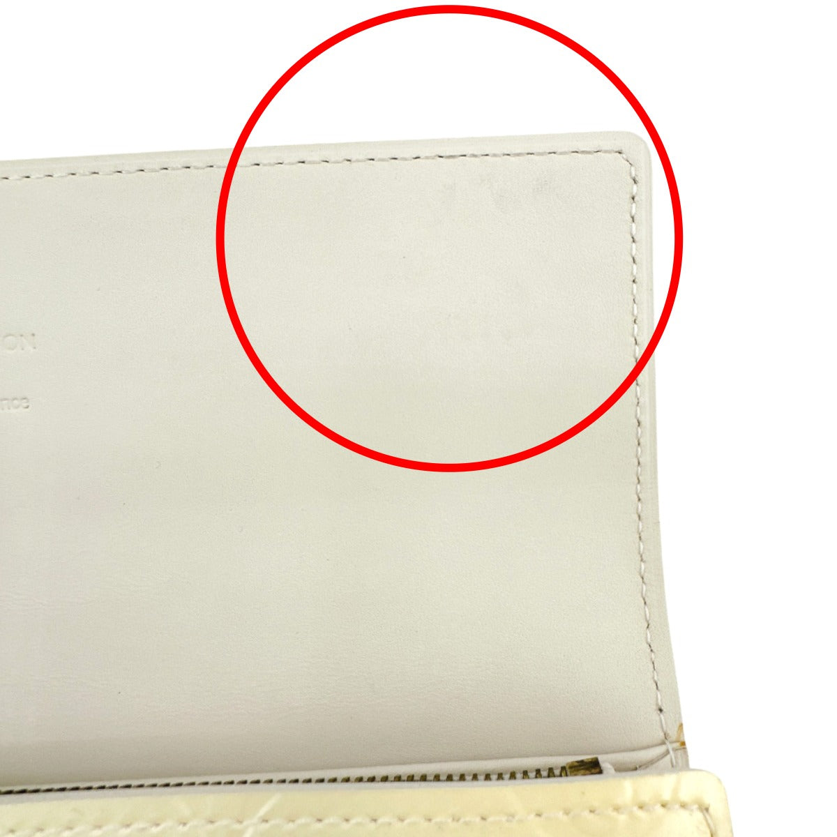 LOUIS VUITTON Long Wallet Purse M91382 Monogram Vernis Cream white Zippered wallet Vernis Pochette Portomonnaie Credit Perle Women Used Authentic