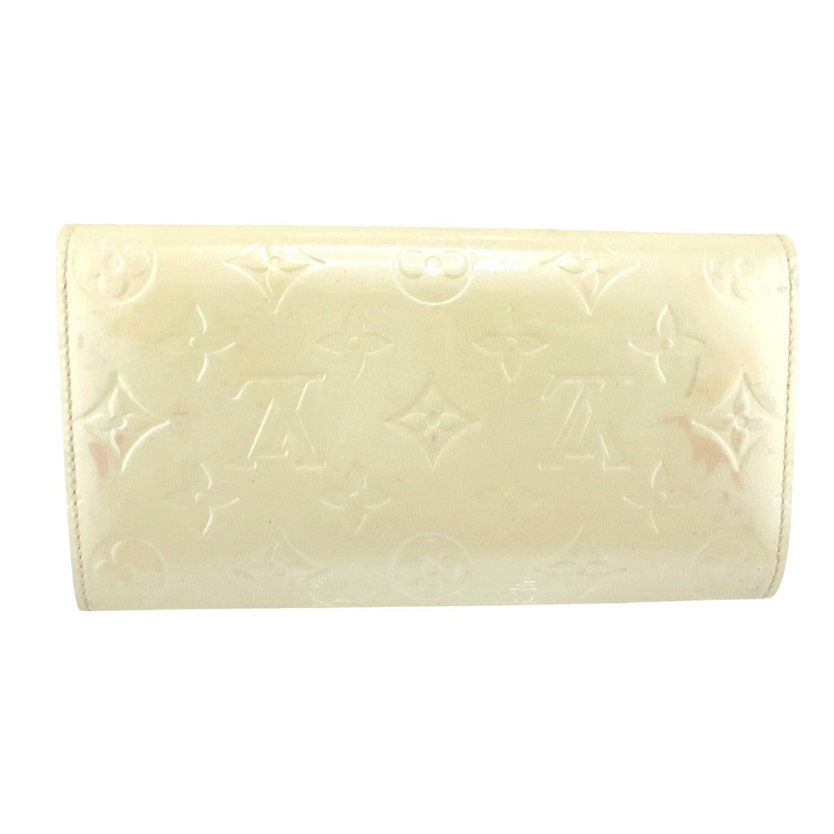 LOUIS VUITTON Long Wallet Purse M91382 Monogram Vernis Cream white Zippered wallet Vernis Pochette Portomonnaie Credit Perle Women Used Authentic
