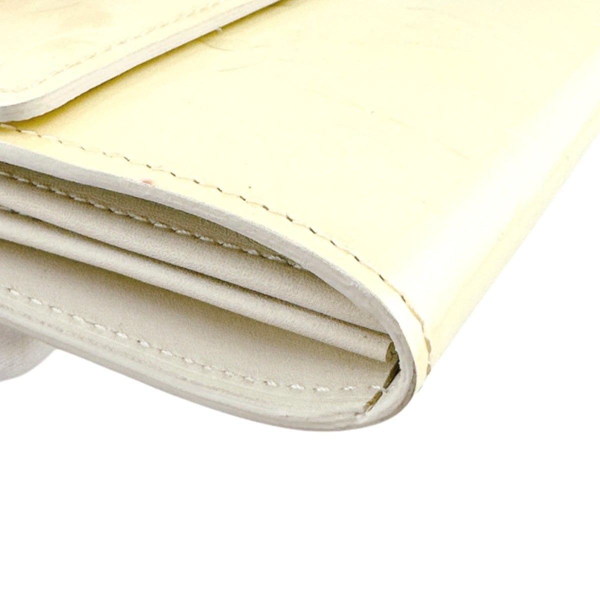 LOUIS VUITTON Long Wallet Purse M91382 Monogram Vernis Cream white Zippered wallet Vernis Pochette Portomonnaie Credit Perle Women Used Authentic