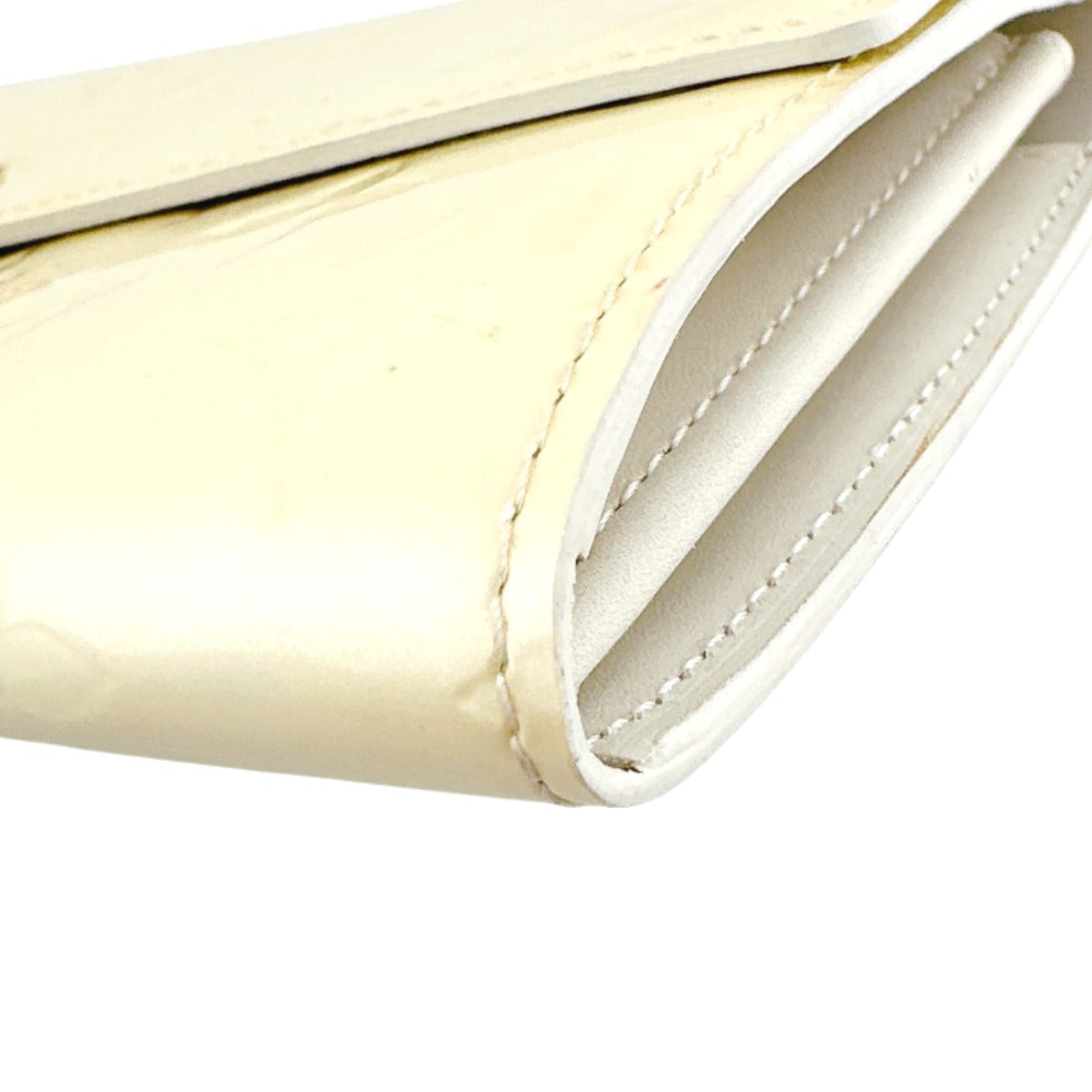 LOUIS VUITTON Long Wallet Purse M91382 Monogram Vernis Cream white Zippered wallet Vernis Pochette Portomonnaie Credit Perle Women Used Authentic