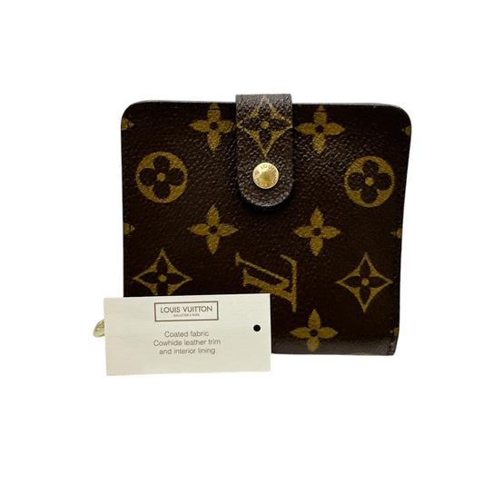 LOUIS VUITTON Bifold Wallet M61667 Monogram canvas Brown Card pocket with zipper Monogram Compact zip unisex(Unisex) Used Authentic