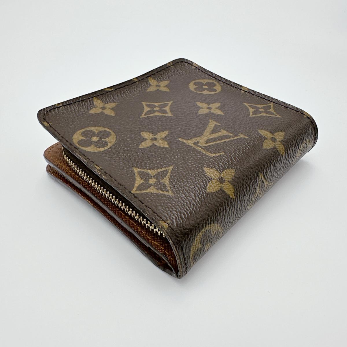 LOUIS VUITTON Bifold Wallet M61667 Monogram canvas Brown Card pocket with zipper Monogram Compact zip unisex(Unisex) Used Authentic