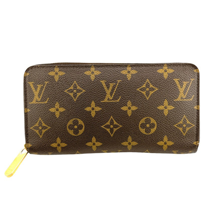 LOUIS VUITTON Long Wallet Purse M41895 Monogram canvas Brown x fuchsia Zip Around Monogram Zippy wallet Women Used Authentic