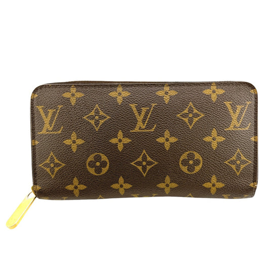 LOUIS VUITTON Long Wallet Purse M41895 Monogram canvas Brown x fuchsia Zip Around Monogram Zippy wallet Women Used Authentic
