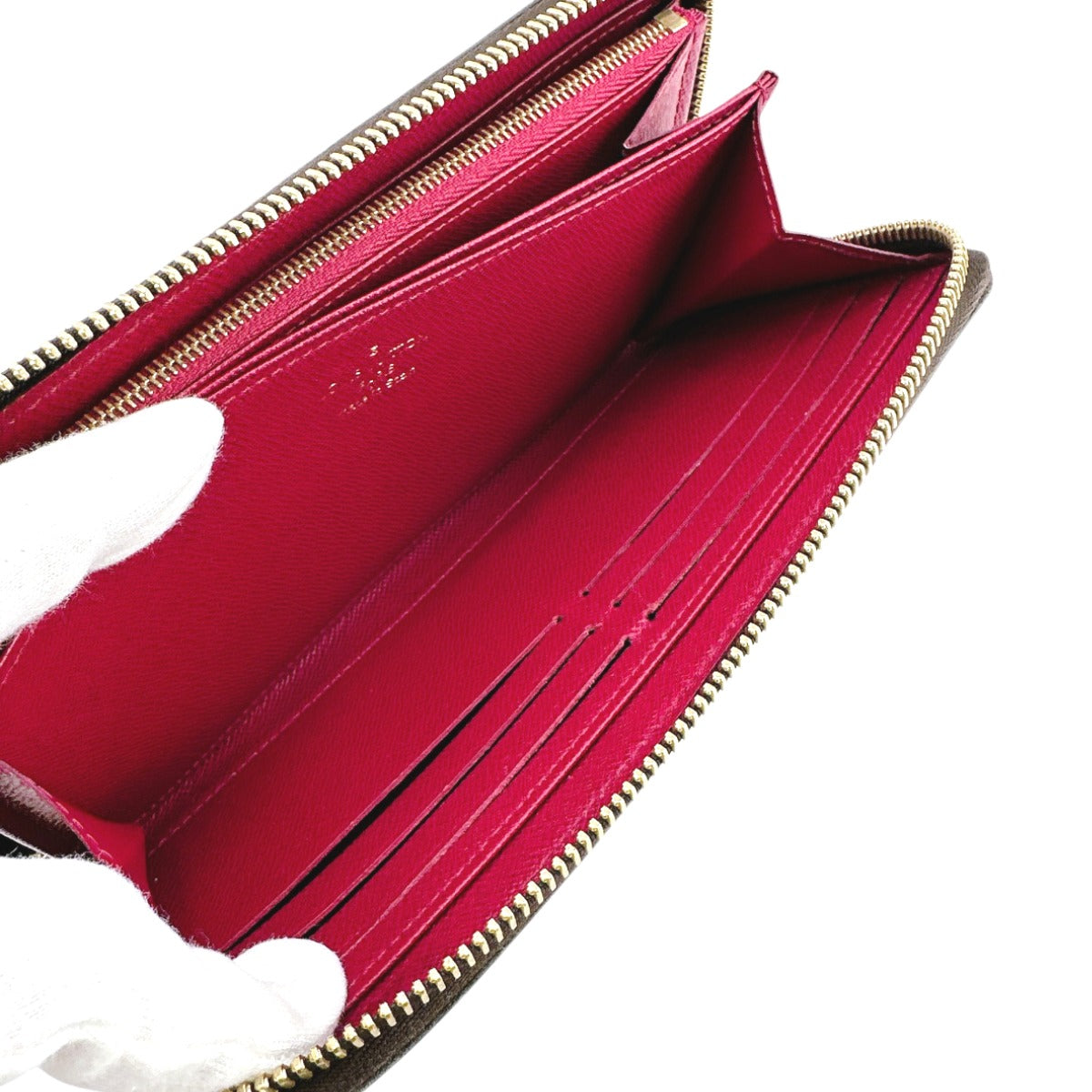 LOUIS VUITTON Long Wallet Purse M41895 Monogram canvas Brown x fuchsia Zip Around Monogram Zippy wallet Women Used Authentic