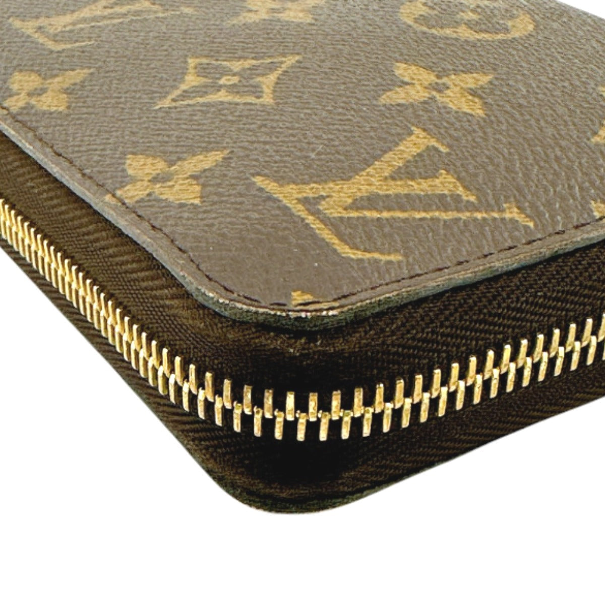 LOUIS VUITTON Long Wallet Purse M41895 Monogram canvas Brown x fuchsia Zip Around Monogram Zippy wallet Women Used Authentic