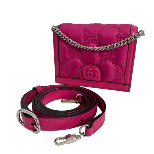GUCCI Handbag Nylon, Leather pink Handbag 2WAY bag GG Mini Matelasse Women Used Authentic