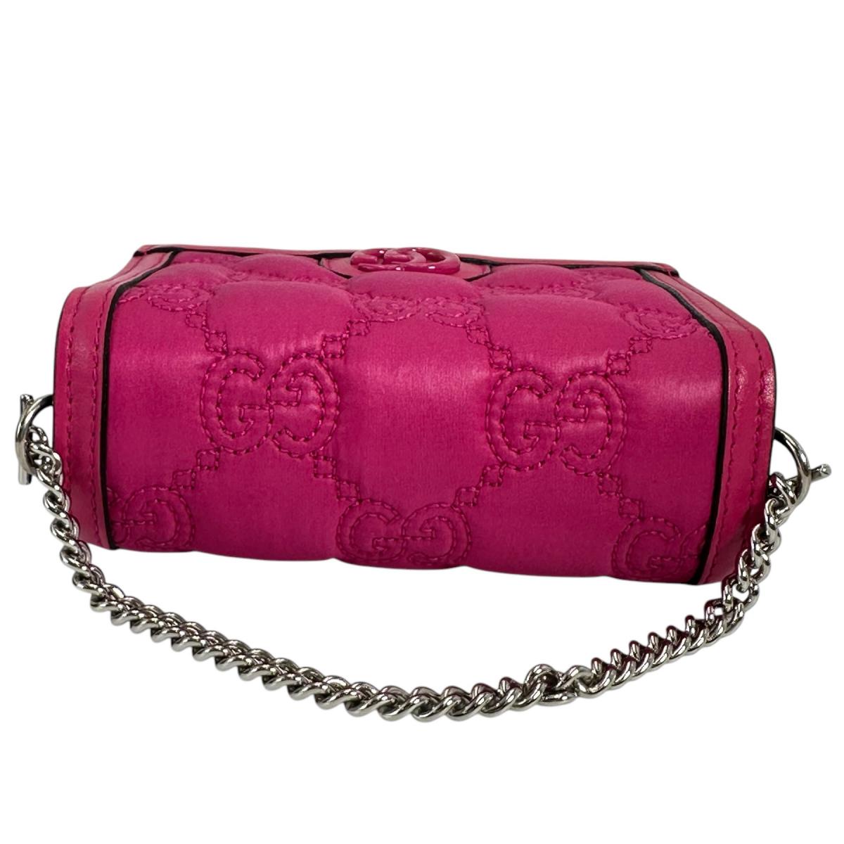 GUCCI Handbag Nylon, Leather pink Handbag 2WAY bag GG Mini Matelasse Women Used Authentic