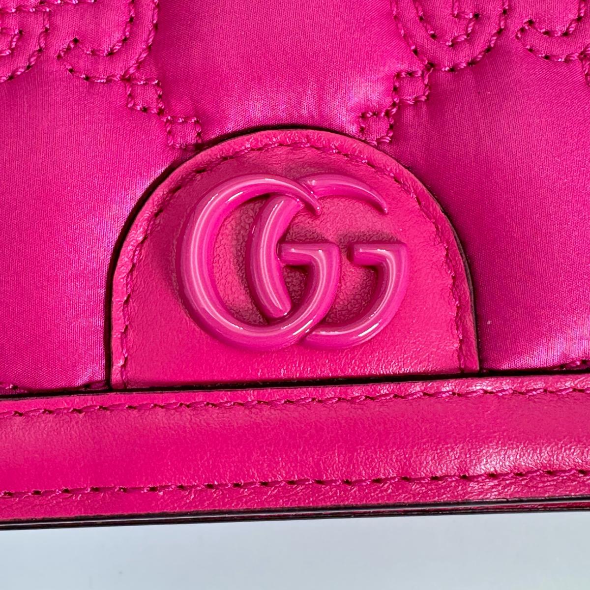 GUCCI Handbag Nylon, Leather pink Handbag 2WAY bag GG Mini Matelasse Women Used Authentic
