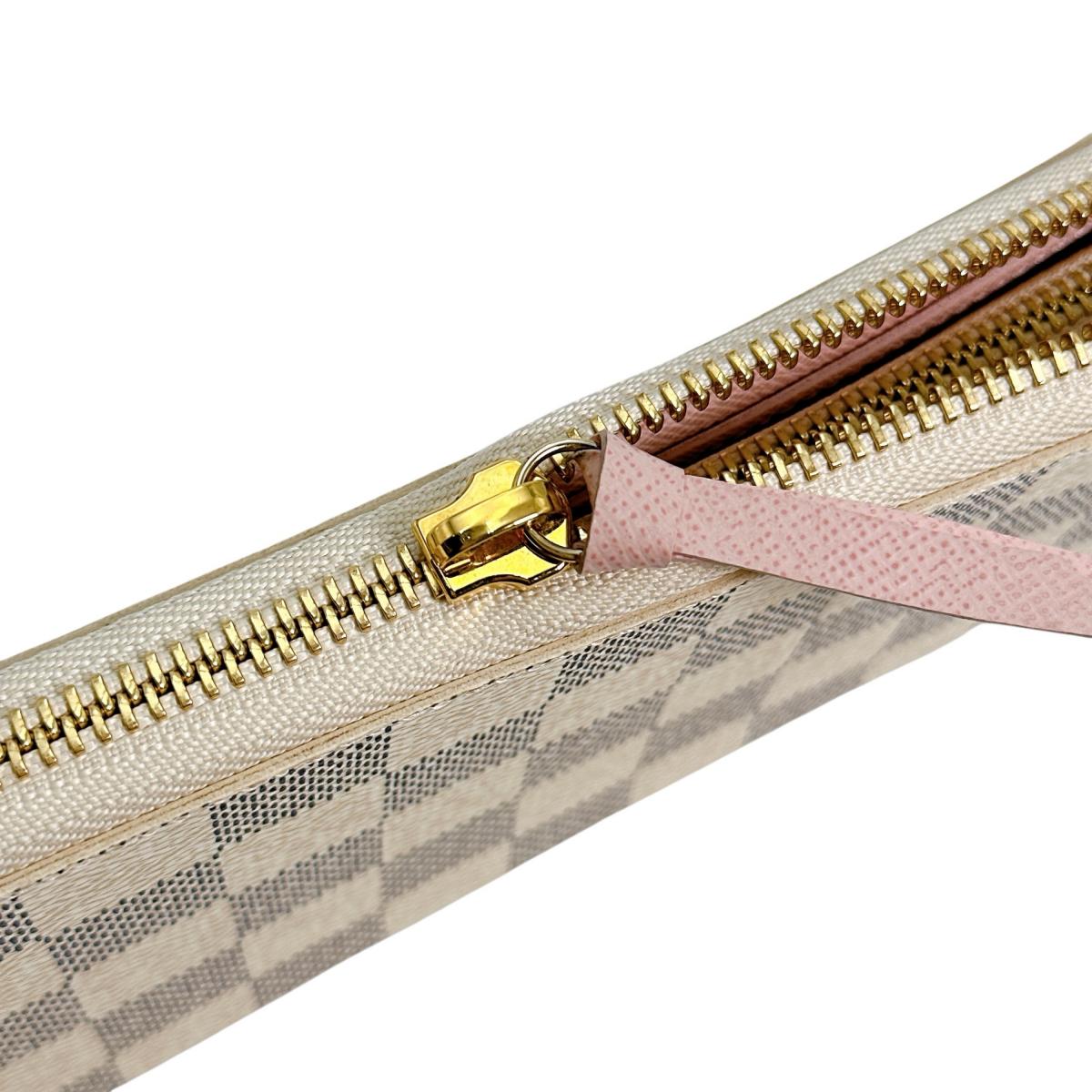 LOUIS VUITTON Long Wallet Purse N61264 Damier Azur Canvas Two-tone (gray) Portefeuille Clemence Damier Azur Zip Around Women(Unisex) Used Authentic