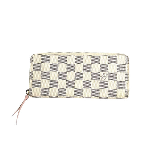 LOUIS VUITTON Long Wallet Purse N61264 Damier Azur Canvas Two-tone (gray) Portefeuille Clemence Damier Azur Zip Around Women(Unisex) Used Authentic