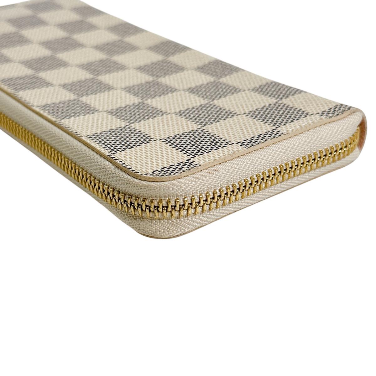 LOUIS VUITTON Long Wallet Purse N61264 Damier Azur Canvas Two-tone (gray) Portefeuille Clemence Damier Azur Zip Around Women(Unisex) Used Authentic