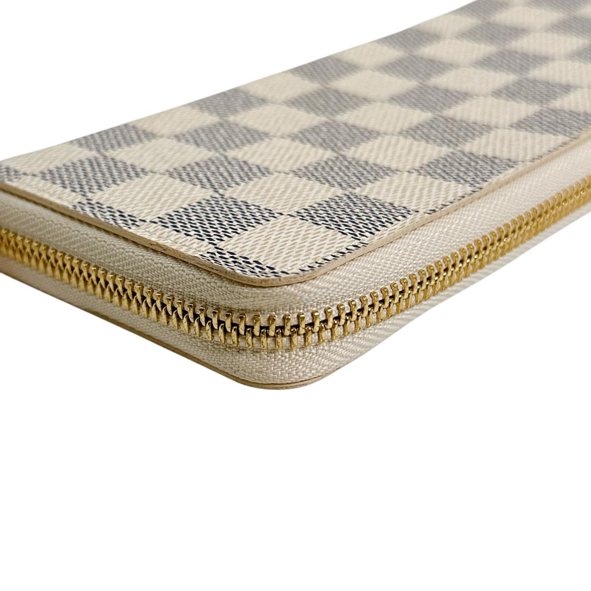 LOUIS VUITTON Long Wallet Purse N61264 Damier Azur Canvas Two-tone (gray) Portefeuille Clemence Damier Azur Zip Around Women(Unisex) Used Authentic