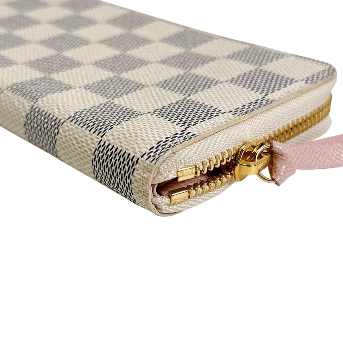 LOUIS VUITTON Long Wallet Purse N61264 Damier Azur Canvas Two-tone (gray) Portefeuille Clemence Damier Azur Zip Around Women(Unisex) Used Authentic