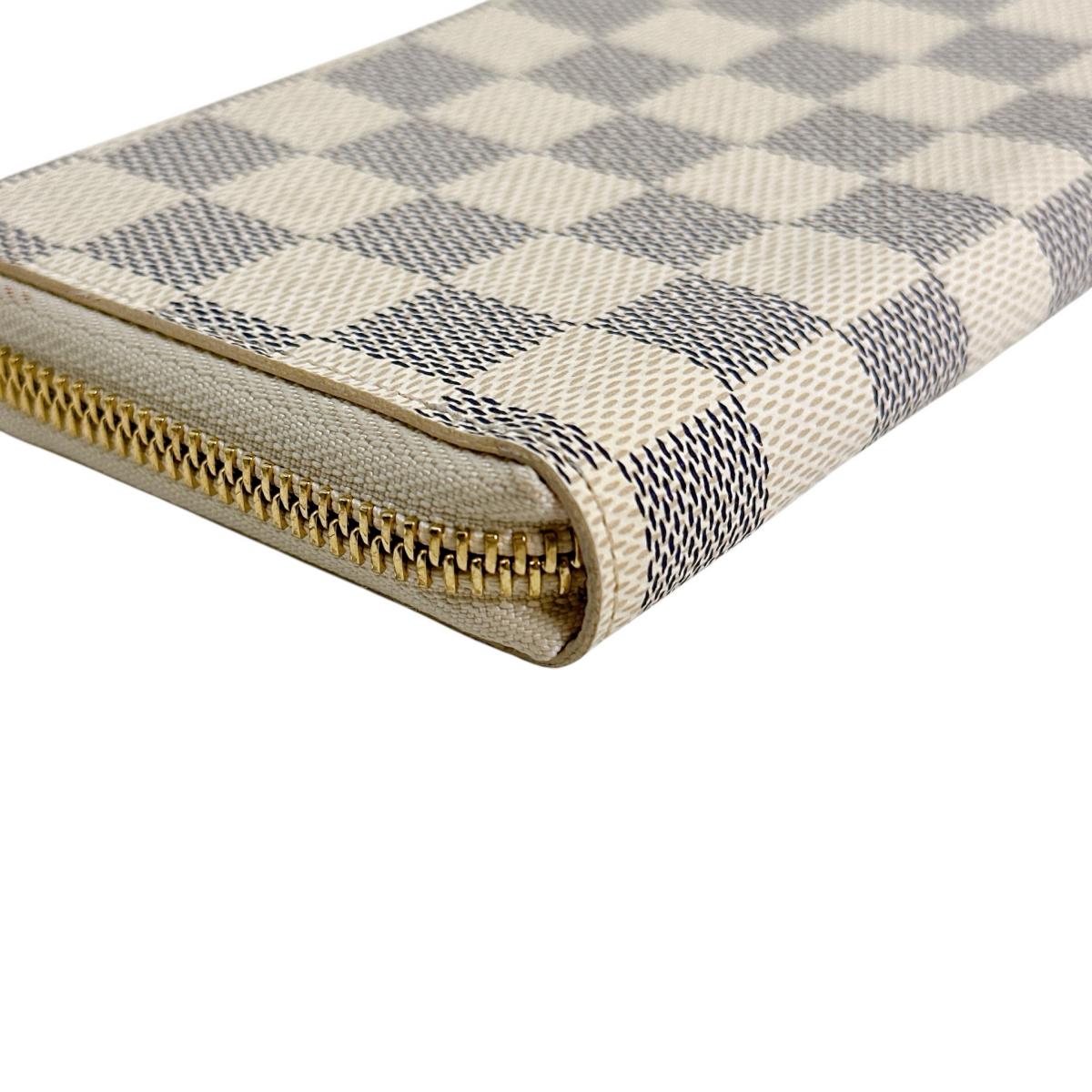 LOUIS VUITTON Long Wallet Purse N61264 Damier Azur Canvas Two-tone (gray) Portefeuille Clemence Damier Azur Zip Around Women(Unisex) Used Authentic
