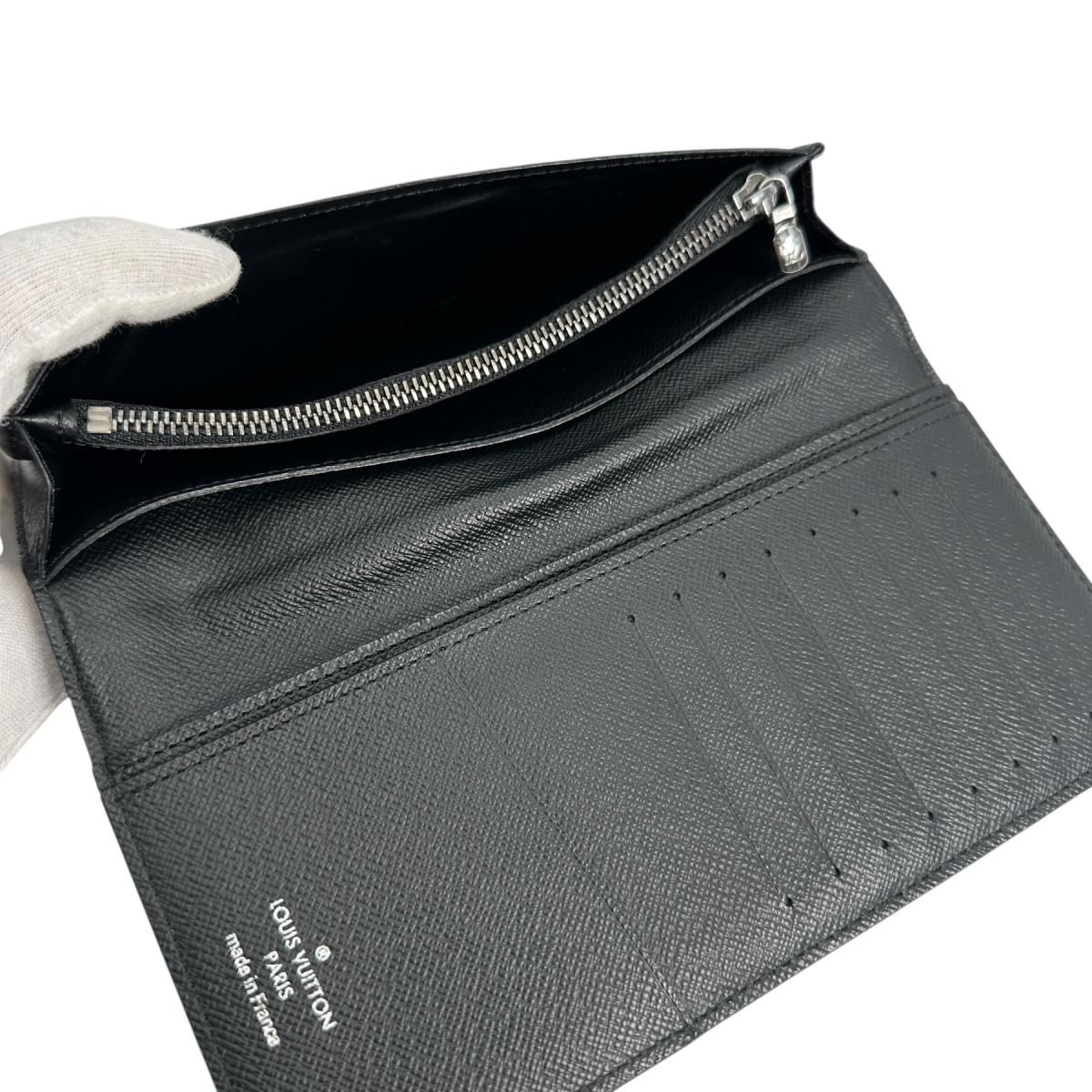 LOUIS VUITTON Long Wallet Purse M61697 Monogram canvas Gray x black Bifold Walletlong wallet Eclipse Portefeuille Blaza mens Used Authentic
