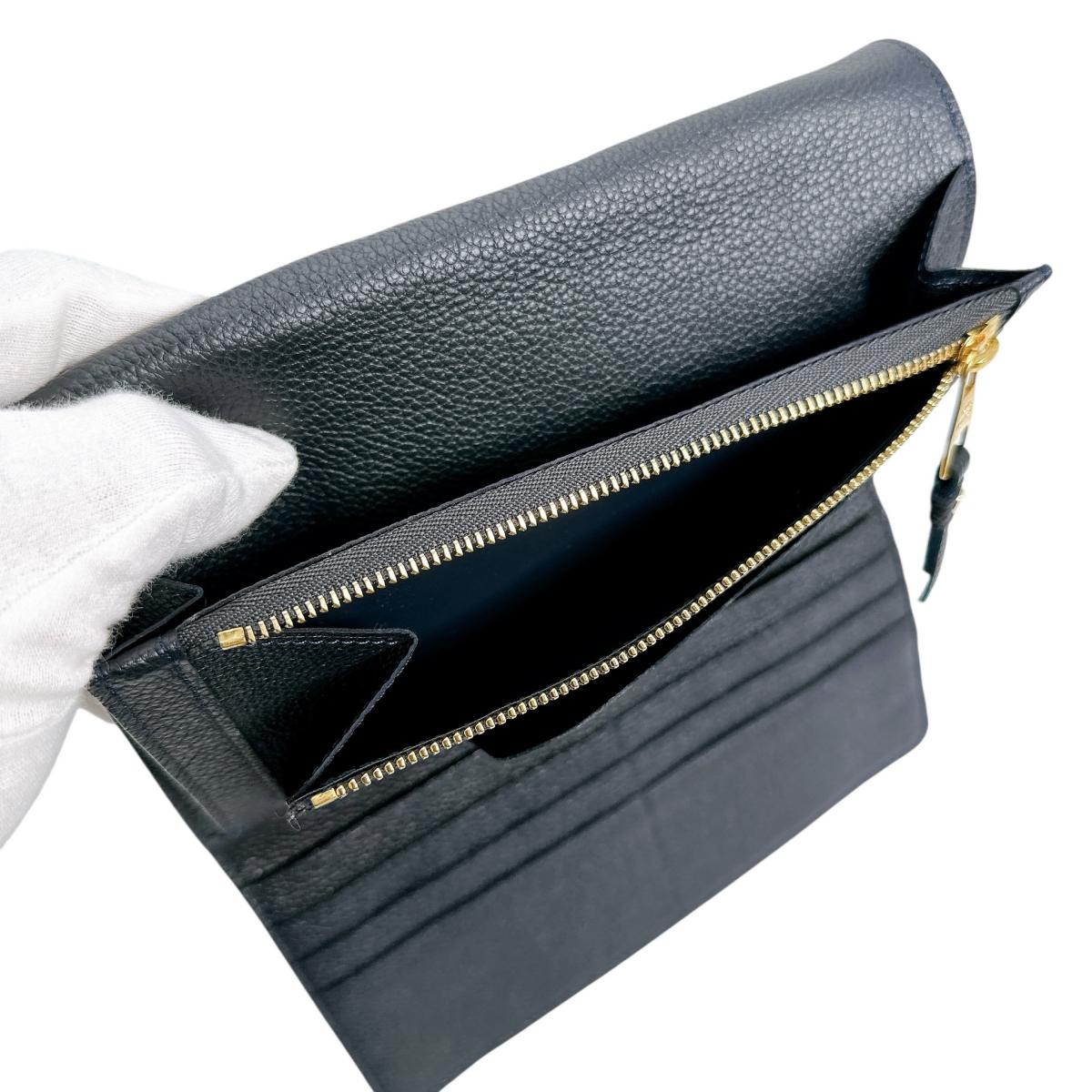 LOUIS VUITTON Long Wallet Purse M60258 Monogram Ann Platt Navy Tri-fold long wallet Monogram anplant leather Portefeuille Villetuoz Women Used Authentic