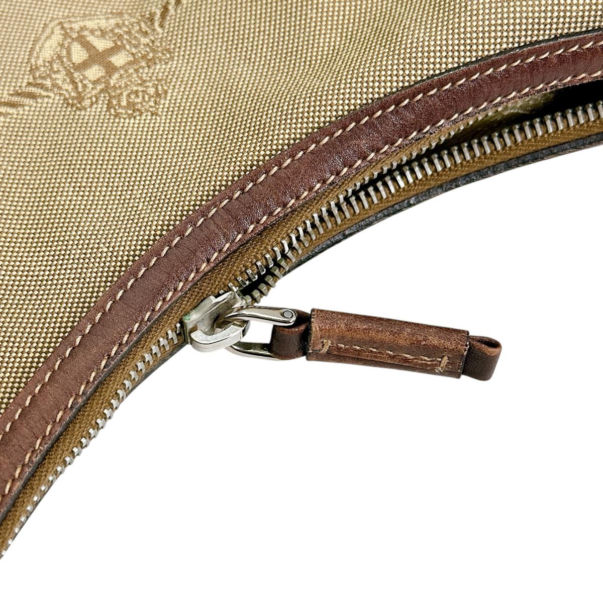 PRADA Handbag BR3423 Canvas, Leather beige one belt Logo jacquard Women Used Authentic