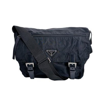 PRADA Shoulder Bag Nylon black Crossbody Triangle logo