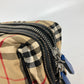 BURBERRY business bag Leather / canvas beige Pouch check mens Used Authentic