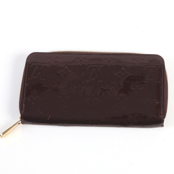 LOUIS VUITTON Long Wallet Purse M93522 Monogram Vernis Amarrant Zip Around Vernis Zippy wallet Women Used Authentic