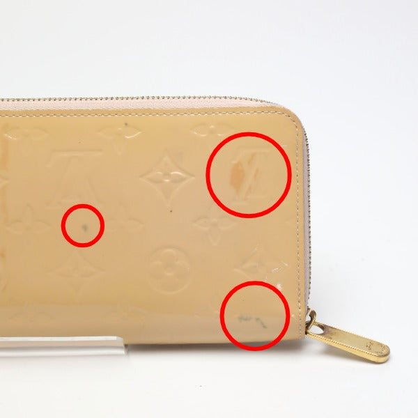 LOUIS VUITTON Long Wallet Purse M90076 Monogram Vernis Rose Angelique Zip Around Vernis Zippy wallet Women Used Authentic