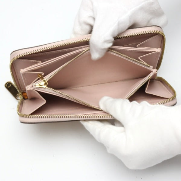 LOUIS VUITTON Long Wallet Purse M90076 Monogram Vernis Rose Angelique Zip Around Vernis Zippy wallet Women Used Authentic