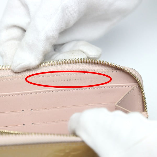 LOUIS VUITTON Long Wallet Purse M90076 Monogram Vernis Rose Angelique Zip Around Vernis Zippy wallet Women Used Authentic