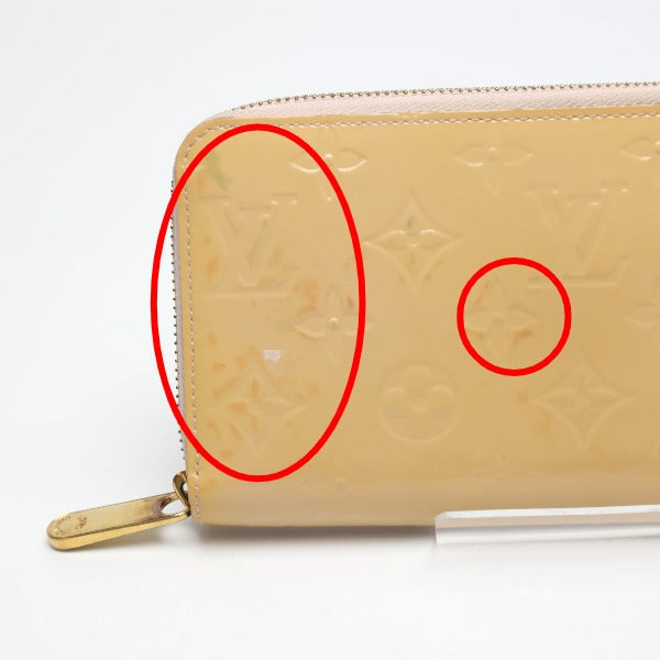 LOUIS VUITTON Long Wallet Purse M90076 Monogram Vernis Rose Angelique Zip Around Vernis Zippy wallet Women Used Authentic