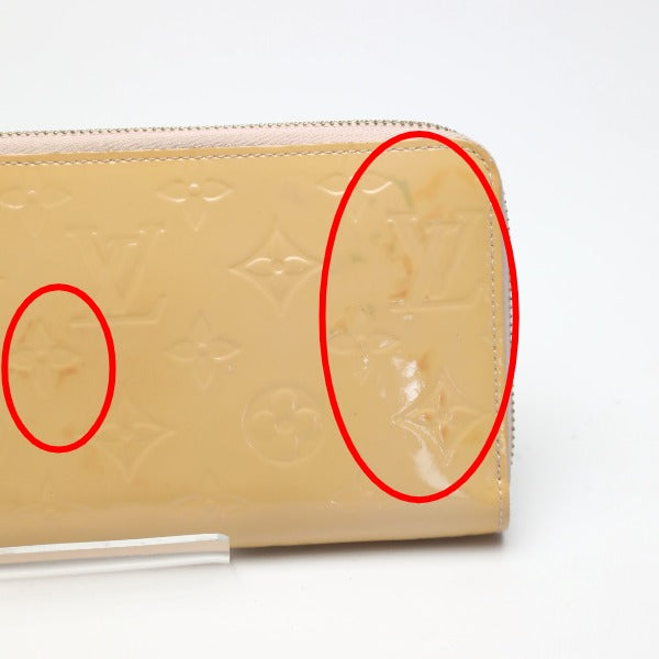 LOUIS VUITTON Long Wallet Purse M90076 Monogram Vernis Rose Angelique Zip Around Vernis Zippy wallet Women Used Authentic