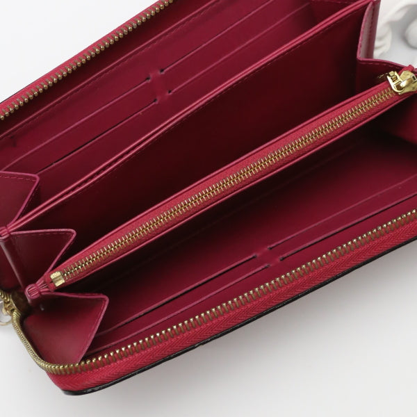 LOUIS VUITTON Long Wallet Purse M61379 Monogram Vernis Magenta Zip Around Vernis Zippy wallet Women Used Authentic