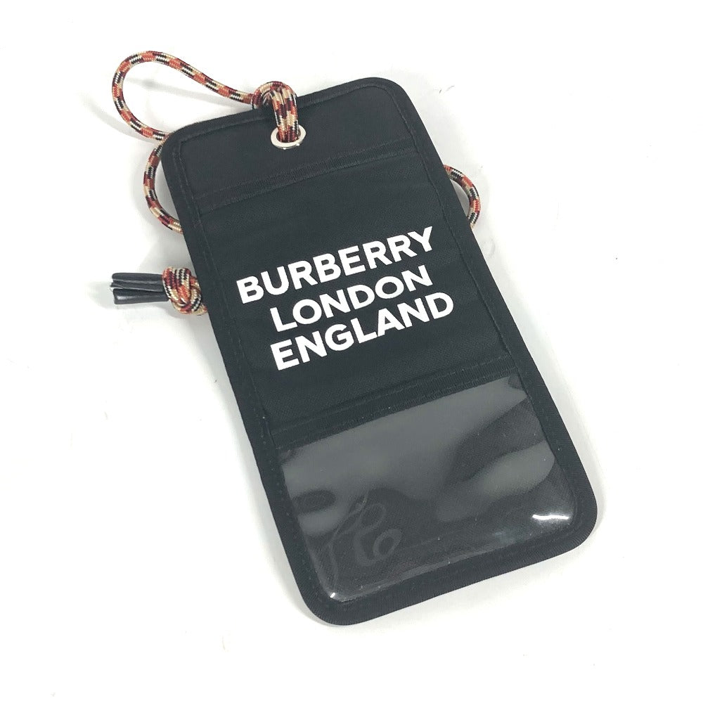 BURBERRY Pouch Nylon black Neck With Strap logo mens Used Authentic
