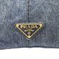 PRADA Tote Bag 1BG439 denim blue Tote Bag Canapa Women Used Authentic