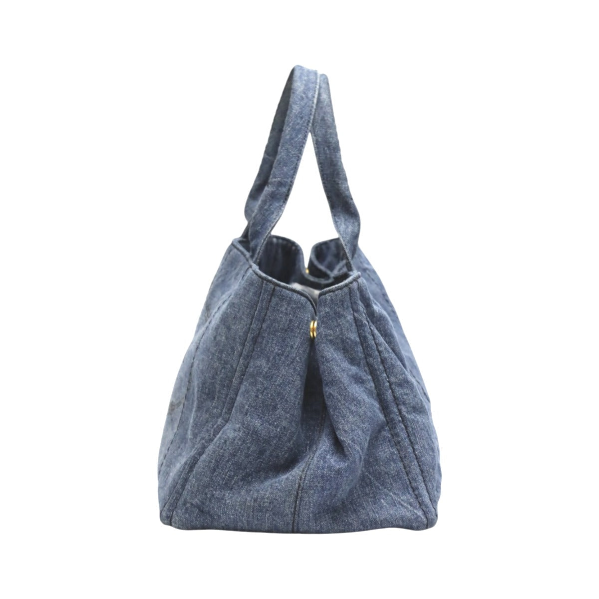 PRADA Tote Bag 1BG439 denim blue Tote Bag Canapa Women Used Authentic