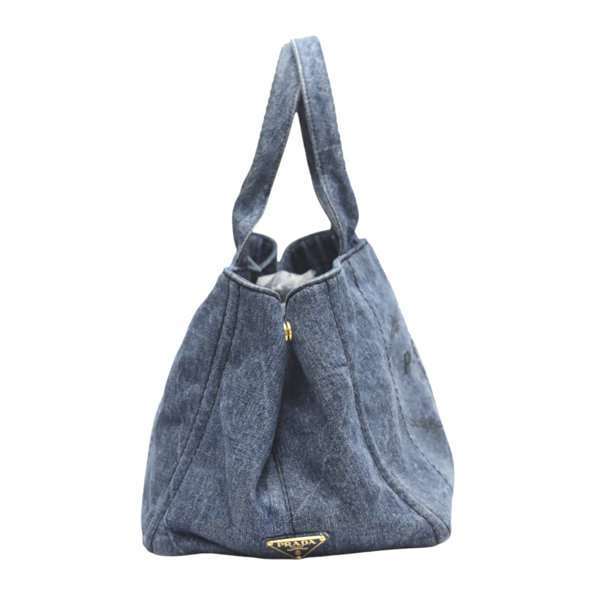 PRADA Tote Bag 1BG439 denim blue Tote Bag Canapa Women Used Authentic