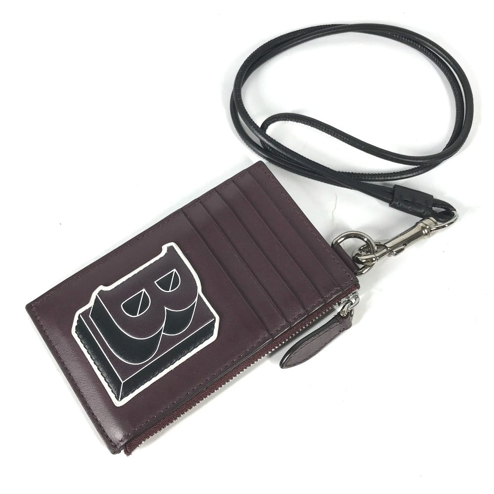 BURBERRY Coin case leather Purple Wallet Coin Pocket With TB strap mens Used Authentic