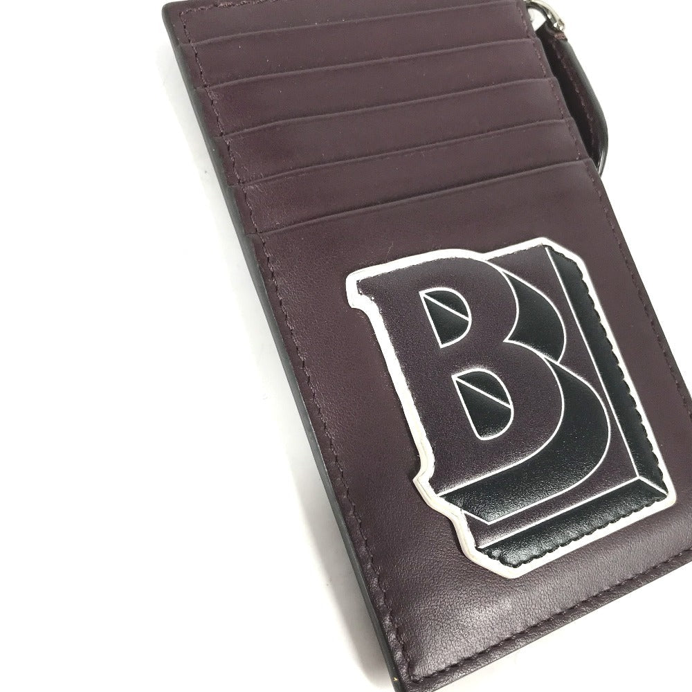 BURBERRY Coin case leather Purple Wallet Coin Pocket With TB strap mens Used Authentic