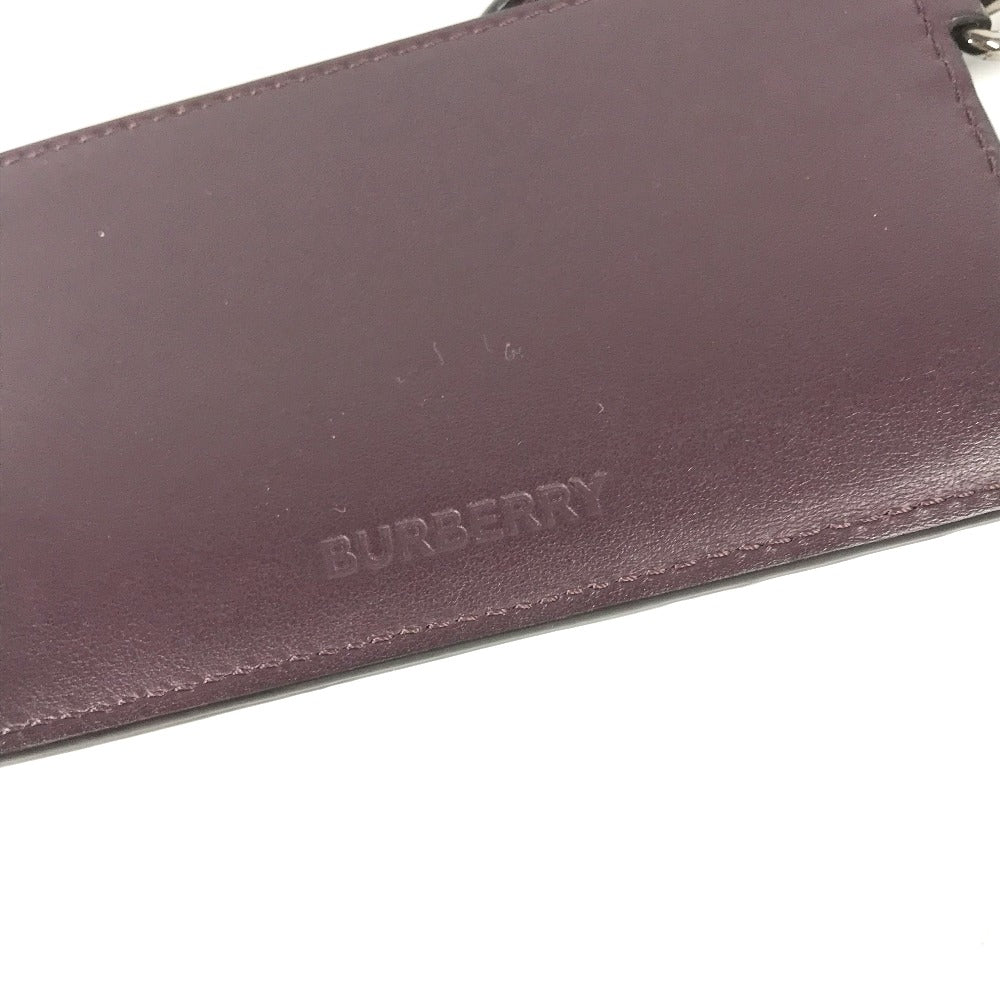 BURBERRY Coin case leather Purple Wallet Coin Pocket With TB strap mens Used Authentic