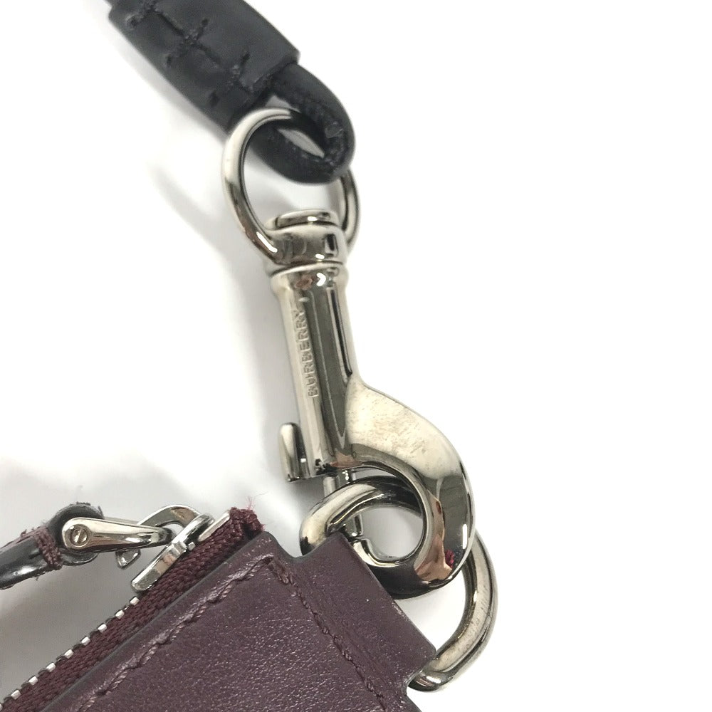 BURBERRY Coin case leather Purple Wallet Coin Pocket With TB strap mens Used Authentic