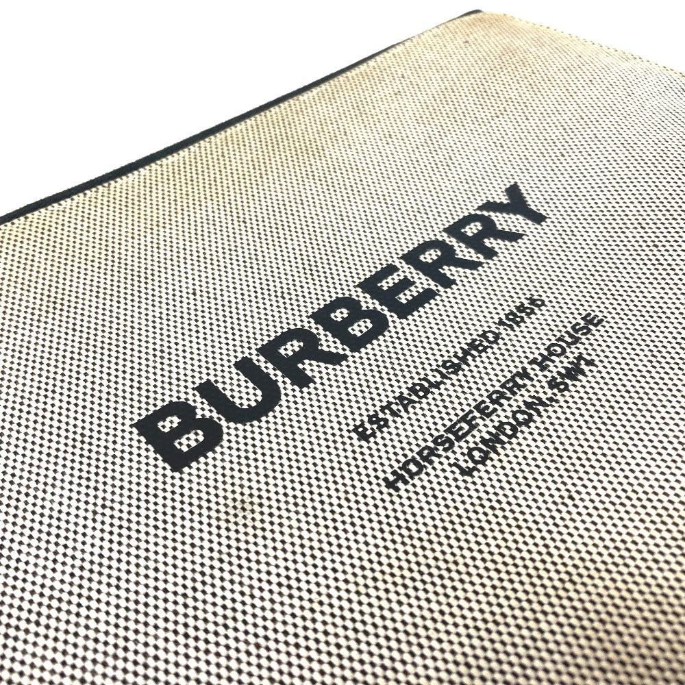 BURBERRY Clutch bag Leather / canvas gray logo mens Used Authentic