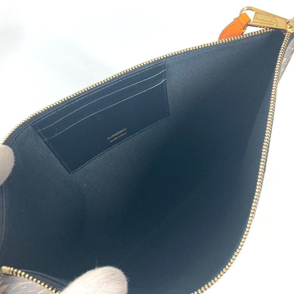BURBERRY Clutch bag leather Brown TB logo unisex(Unisex) Used Authentic