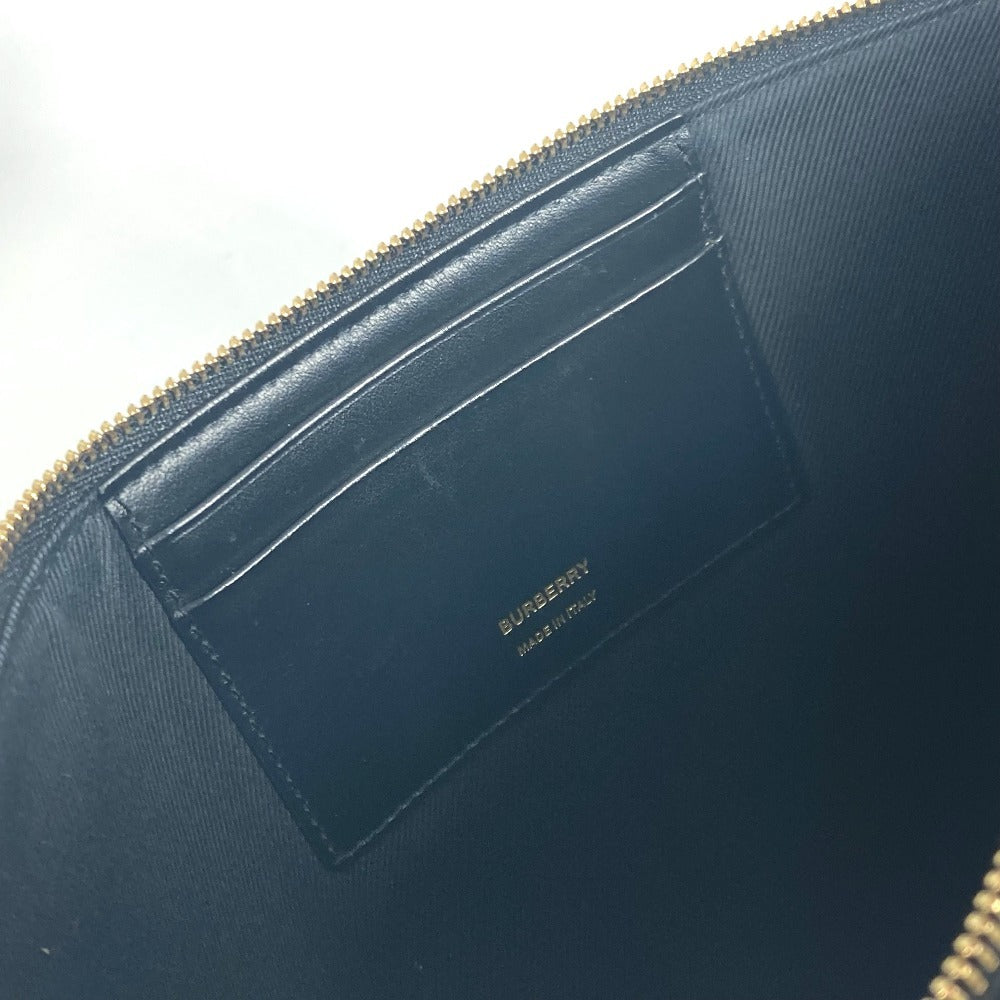BURBERRY Clutch bag leather Brown TB logo unisex(Unisex) Used Authentic