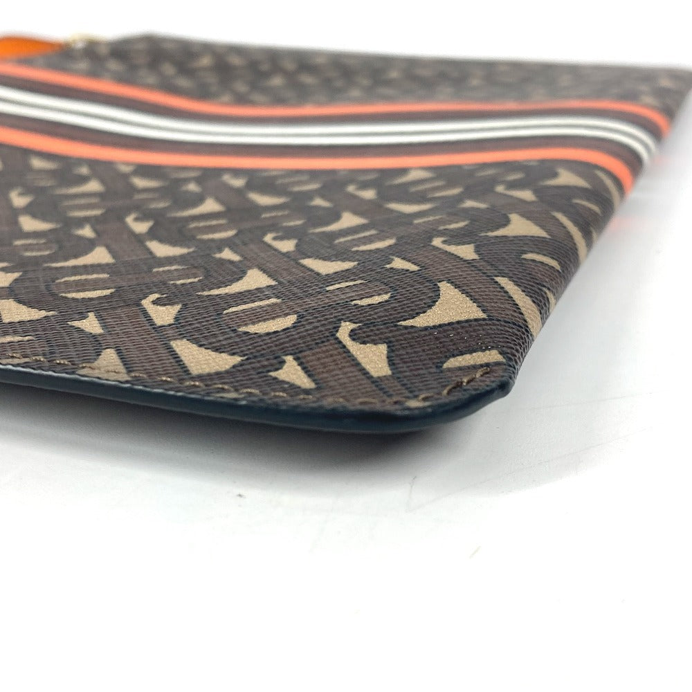 BURBERRY Clutch bag leather Brown TB logo unisex(Unisex) Used Authentic