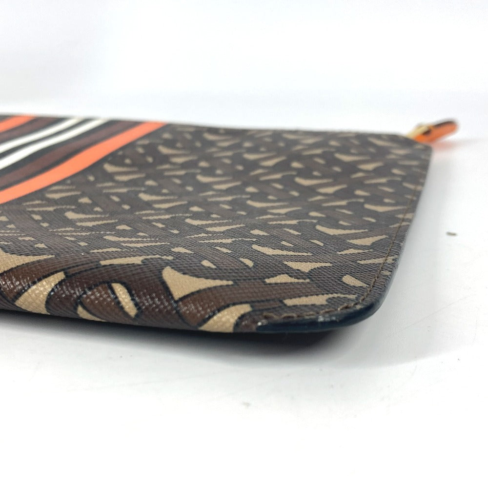BURBERRY Clutch bag leather Brown TB logo unisex(Unisex) Used Authentic