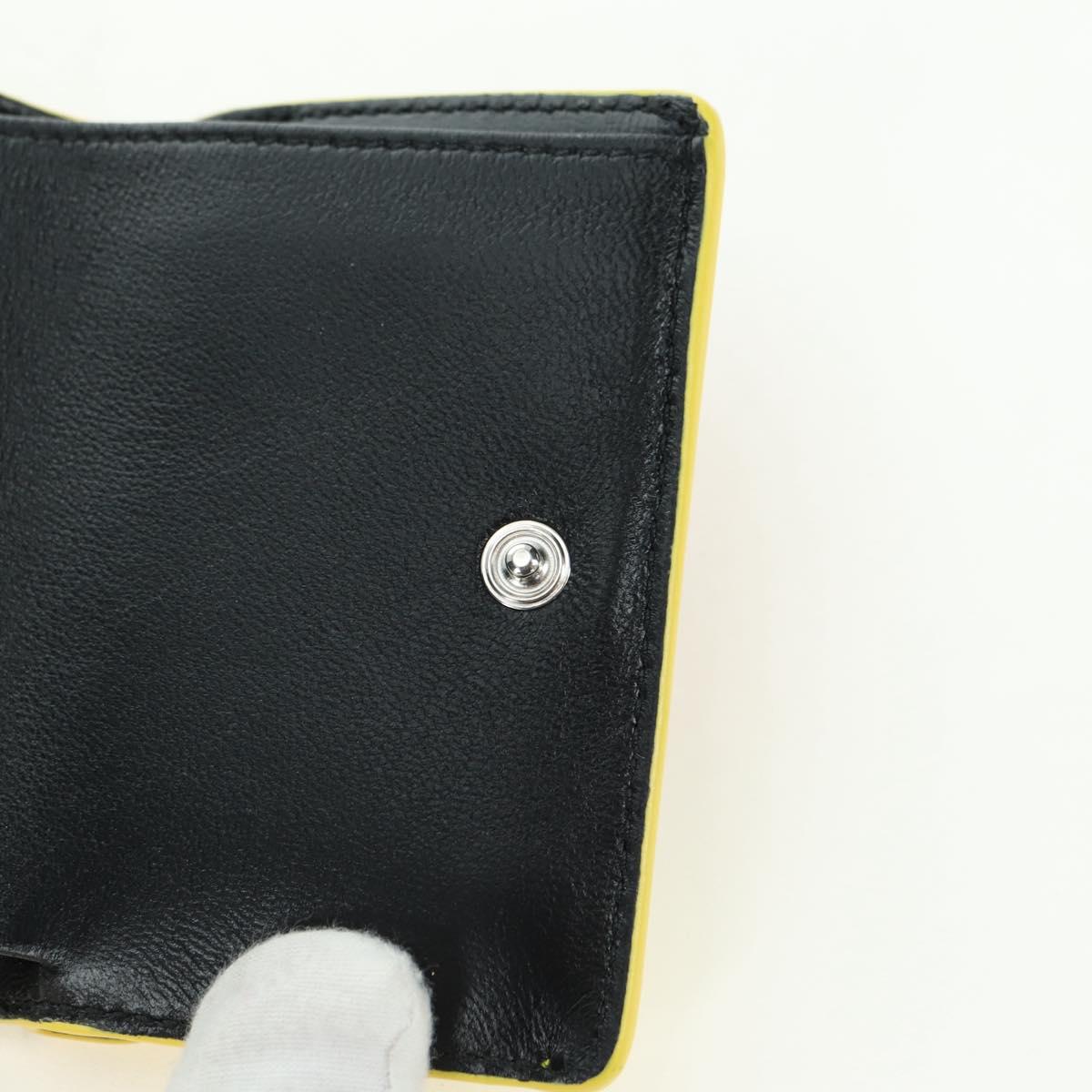 BALENCIAGA Mini Wallet Trifold Leather Yellow Silver