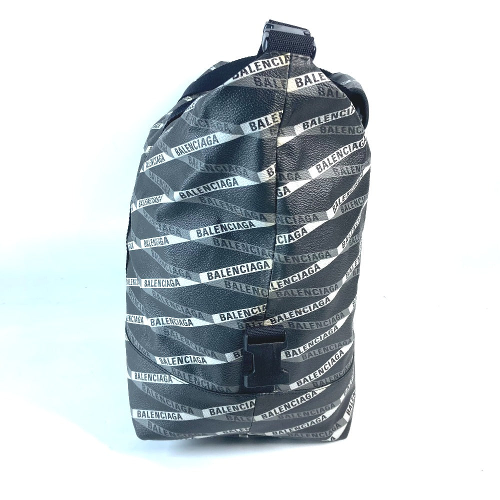 BALENCIAGA Boston Duffel bag 532810 Leather, PVC gray Logo all-over pattern unisex(Unisex) Used Authentic